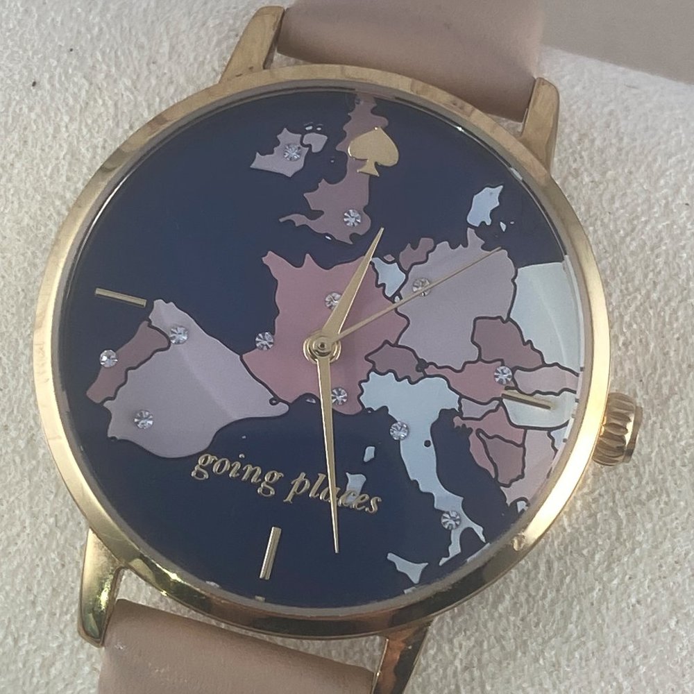 kate spade World Traveler Going Places Women's Gold Tone Watch